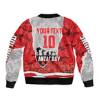 Personalized Dolphins ANZAC Tribute Sleeve Zip Bomber Jacket Poppy Field Soldier Silhouette Aboriginal Rugby Mascot