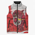 Personalized Dolphins ANZAC Tribute Sleeveless Puffer Jacket Poppy Field Soldier Silhouette Aboriginal Rugby Mascot