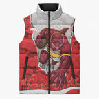 Personalized Dolphins ANZAC Tribute Sleeveless Puffer Jacket Poppy Field Soldier Silhouette Aboriginal Rugby Mascot