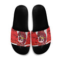 Personalized Dolphins ANZAC Tribute Slide Sandals Poppy Field Soldier Silhouette Aboriginal Rugby Mascot