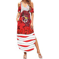 Personalized Dolphins ANZAC Tribute Summer Maxi Dress Poppy Field Soldier Silhouette Aboriginal Rugby Mascot