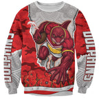 Personalized Dolphins ANZAC Tribute Sweatshirt Poppy Field Soldier Silhouette Aboriginal Rugby Mascot