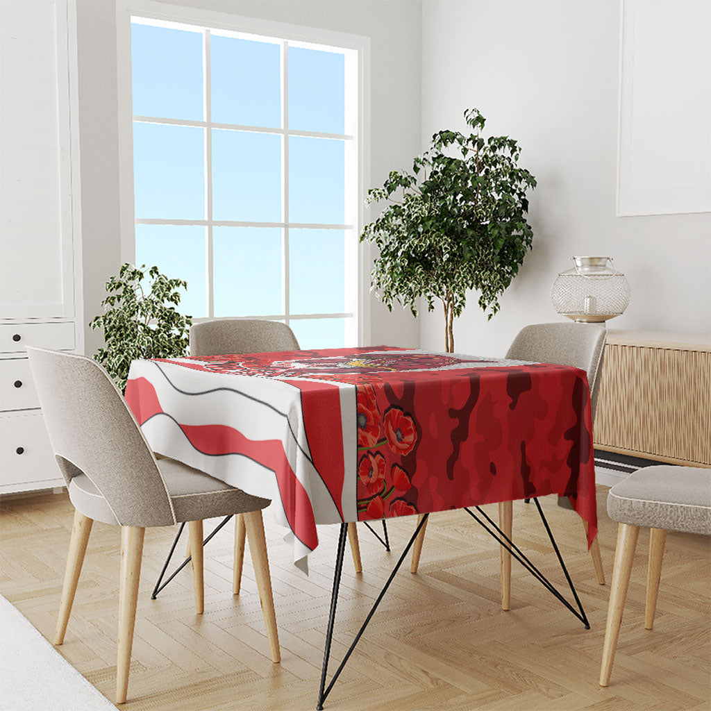 Personalized Dolphins ANZAC Tribute Tablecloth Poppy Field Soldier Silhouette Aboriginal Rugby Mascot
