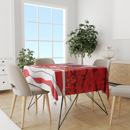 Personalized Dolphins ANZAC Tribute Tablecloth Poppy Field Soldier Silhouette Aboriginal Rugby Mascot