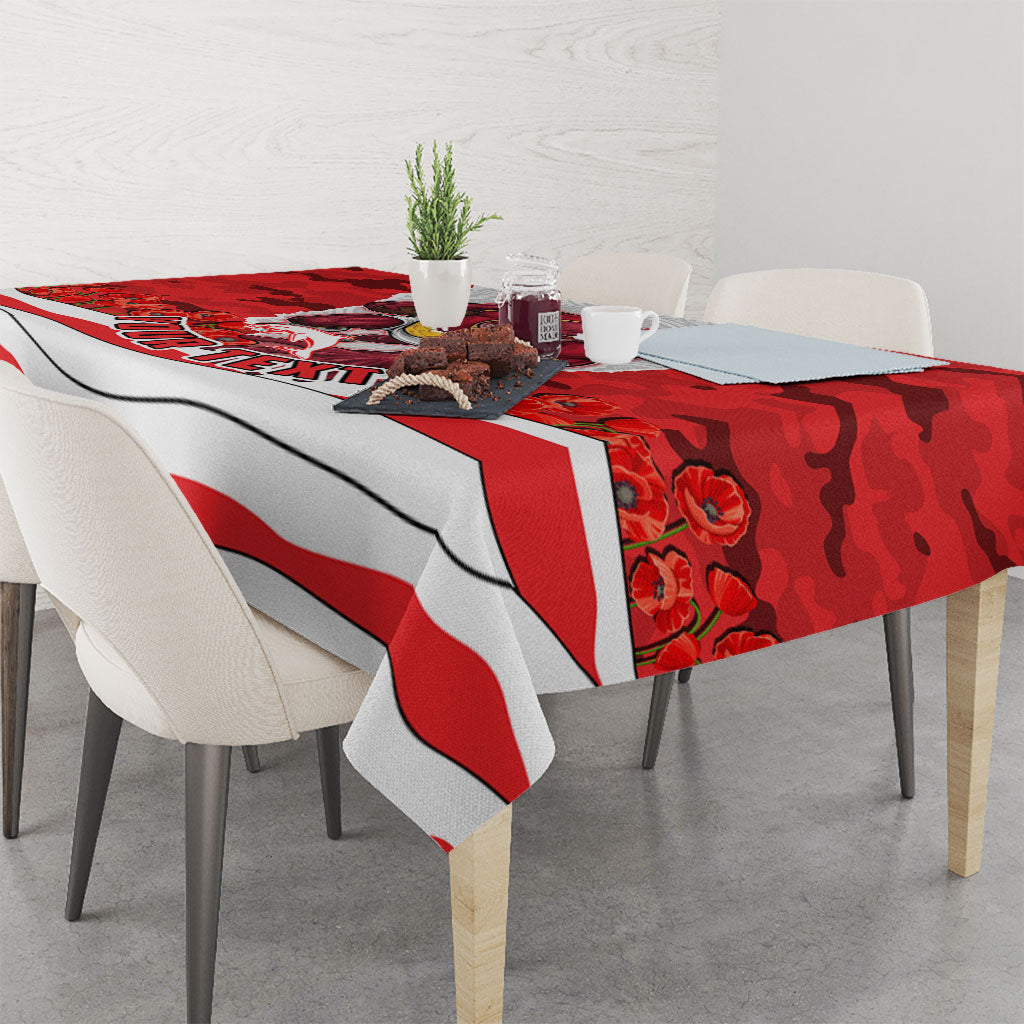Personalized Dolphins ANZAC Tribute Tablecloth Poppy Field Soldier Silhouette Aboriginal Rugby Mascot