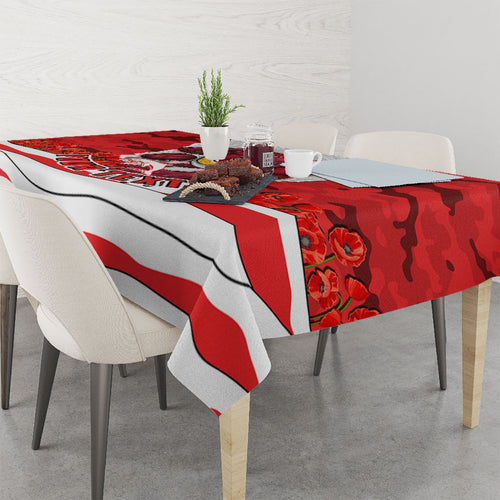 Personalized Dolphins ANZAC Tribute Tablecloth Poppy Field Soldier Silhouette Aboriginal Rugby Mascot