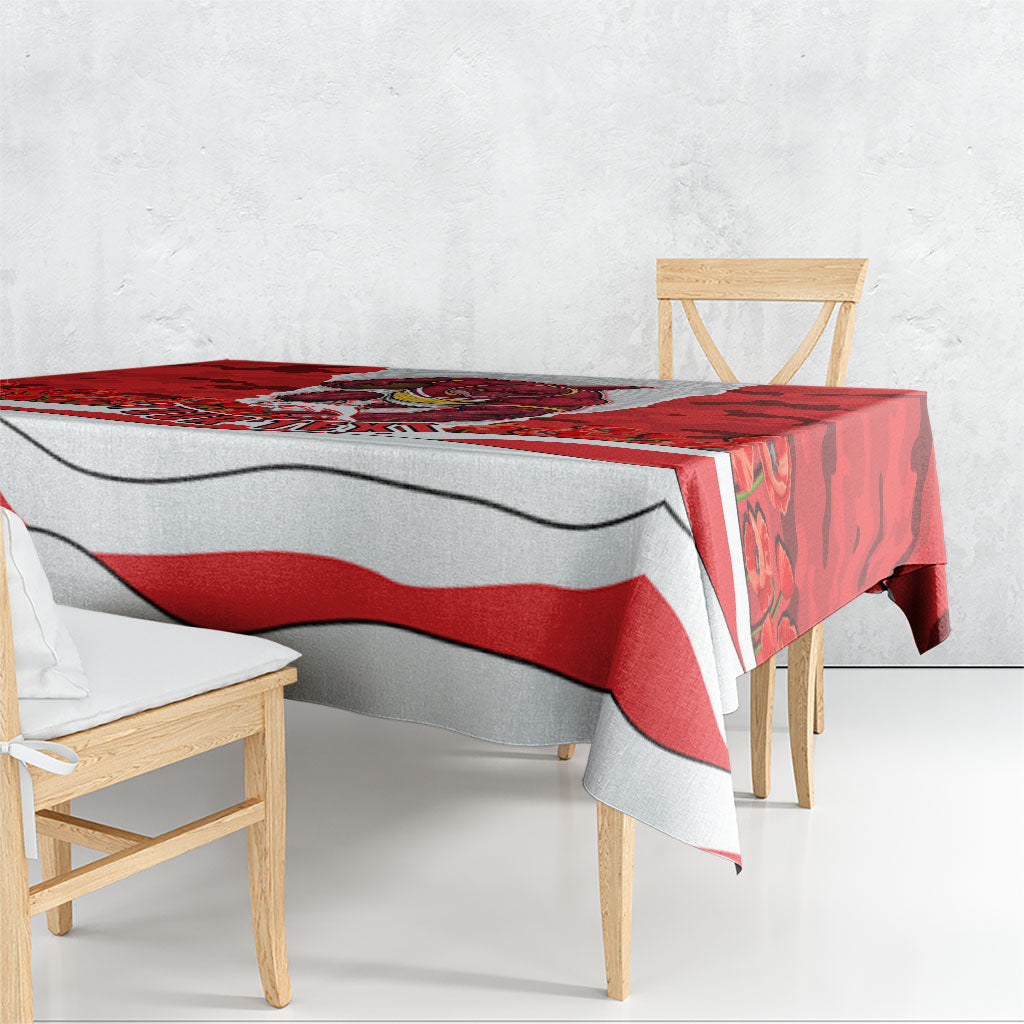 Personalized Dolphins ANZAC Tribute Tablecloth Poppy Field Soldier Silhouette Aboriginal Rugby Mascot
