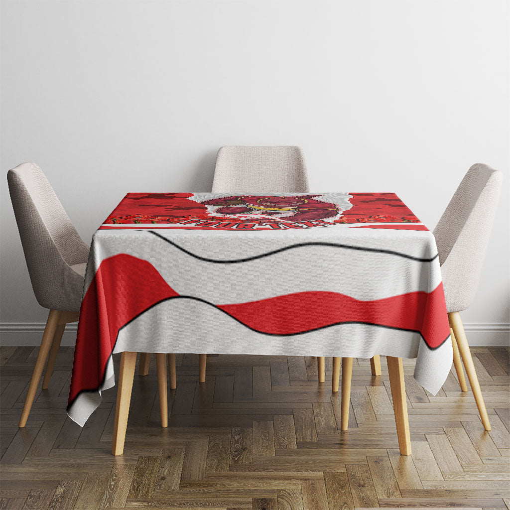 Personalized Dolphins ANZAC Tribute Tablecloth Poppy Field Soldier Silhouette Aboriginal Rugby Mascot