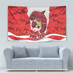 Personalized Dolphins ANZAC Tribute Tapestry Poppy Field Soldier Silhouette Aboriginal Rugby Mascot
