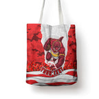 Personalized Dolphins ANZAC Tribute Tote Bag Poppy Field Soldier Silhouette Aboriginal Rugby Mascot