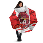 Personalized Dolphins ANZAC Tribute Umbrella Poppy Field Soldier Silhouette Aboriginal Rugby Mascot
