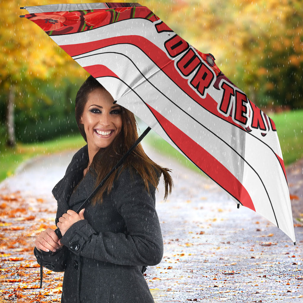 Personalized Dolphins ANZAC Tribute Umbrella Poppy Field Soldier Silhouette Aboriginal Rugby Mascot