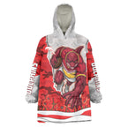 Personalized Dolphins ANZAC Tribute Wearable Blanket Hoodie Poppy Field Soldier Silhouette Aboriginal Rugby Mascot