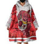Personalized Dolphins ANZAC Tribute Wearable Blanket Hoodie Poppy Field Soldier Silhouette Aboriginal Rugby Mascot
