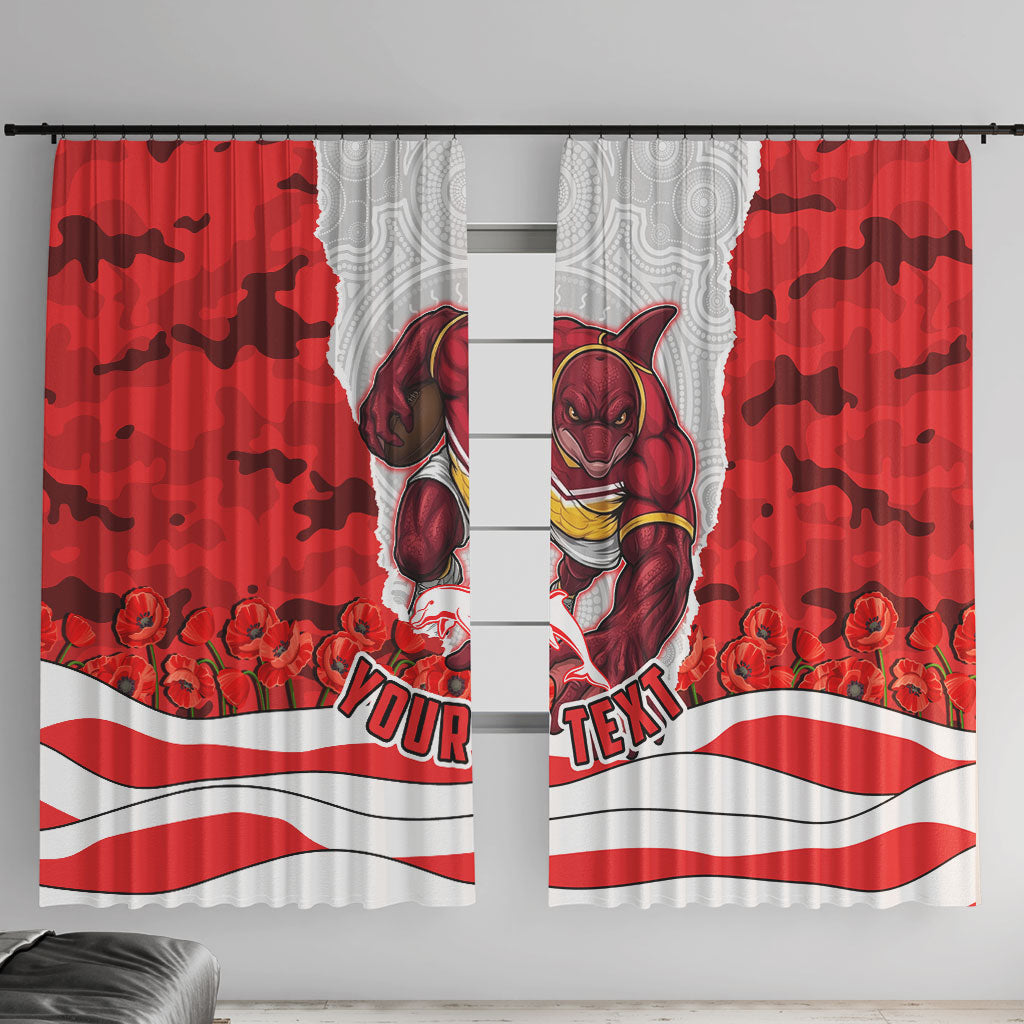 Personalized Dolphins ANZAC Tribute Window Curtain Poppy Field Soldier Silhouette Aboriginal Rugby Mascot