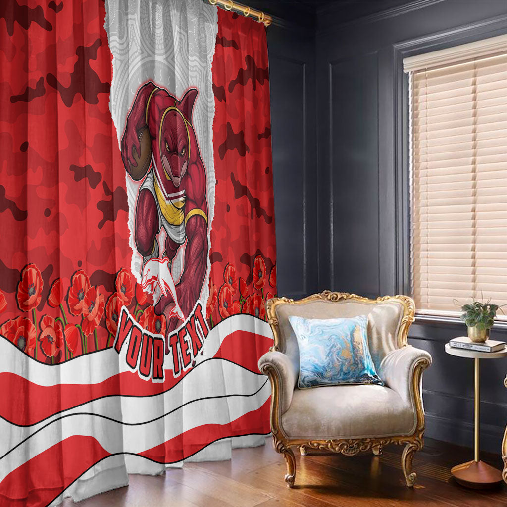 Personalized Dolphins ANZAC Tribute Window Curtain Poppy Field Soldier Silhouette Aboriginal Rugby Mascot
