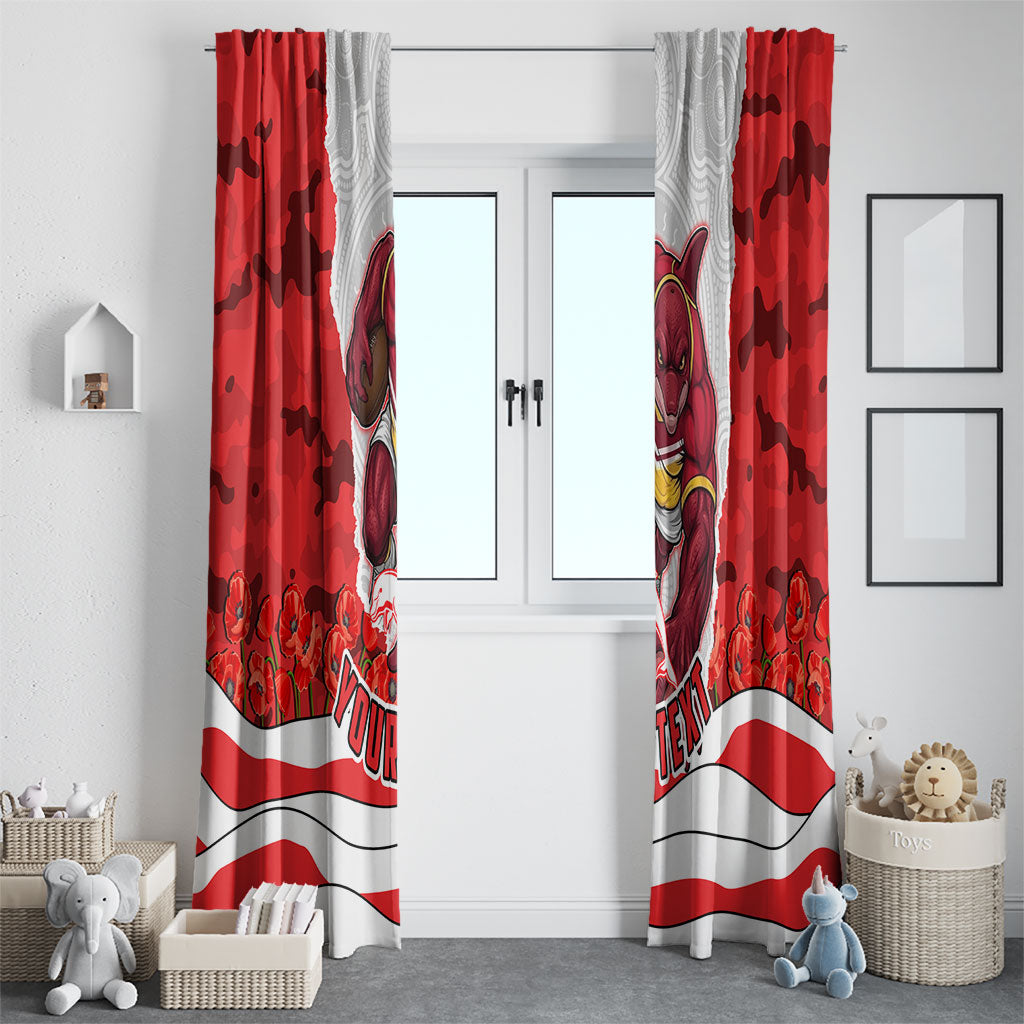 Personalized Dolphins ANZAC Tribute Window Curtain Poppy Field Soldier Silhouette Aboriginal Rugby Mascot