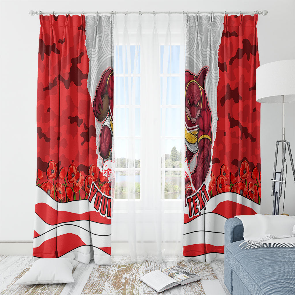 Personalized Dolphins ANZAC Tribute Window Curtain Poppy Field Soldier Silhouette Aboriginal Rugby Mascot