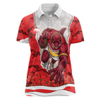 Personalized Dolphins ANZAC Tribute Women Polo Shirt Poppy Field Soldier Silhouette Aboriginal Rugby Mascot