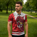 Personalized Dolphins ANZAC Tribute Zipper Polo Shirt Poppy Field Soldier Silhouette Aboriginal Rugby Mascot