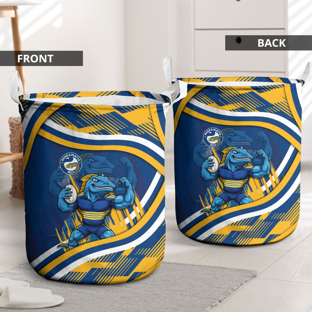 Eels Rugby Mascot Laundry Basket Fierce Athlete Graphic in Sports Style