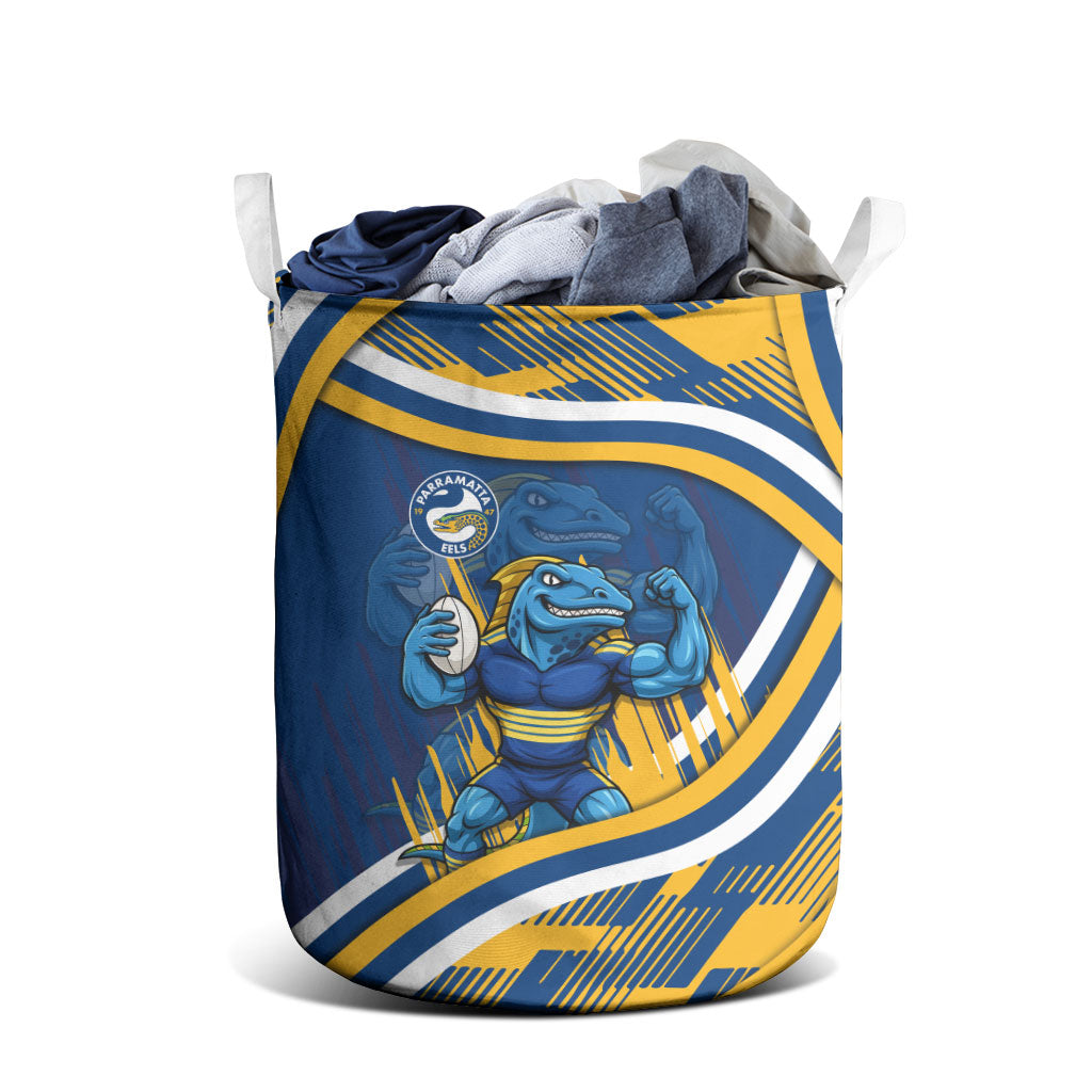 Eels Rugby Mascot Laundry Basket Fierce Athlete Graphic in Sports Style