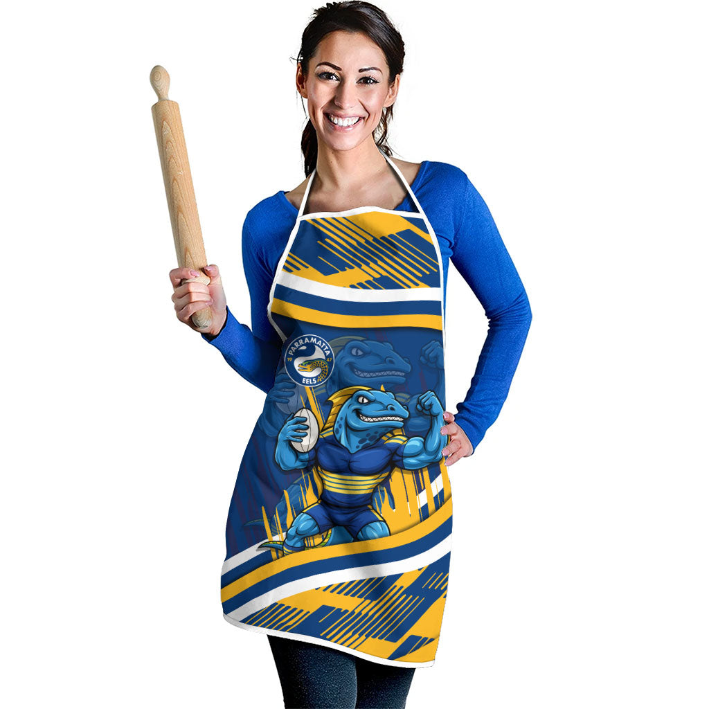 Eels Rugby Mascot Apron Fierce Athlete Graphic in Sports Style
