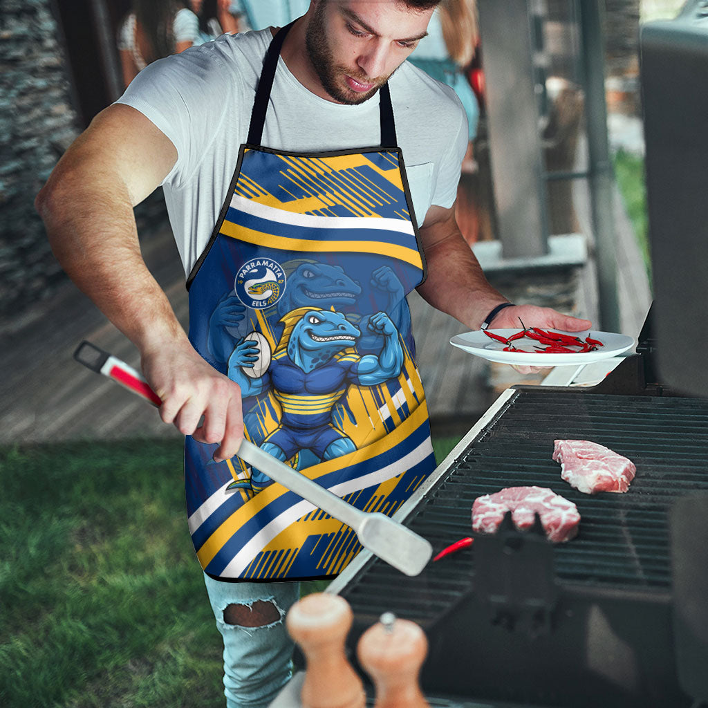 Eels Rugby Mascot Apron Fierce Athlete Graphic in Sports Style