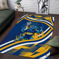 Eels Rugby Mascot Area Rug Fierce Athlete Graphic in Sports Style