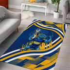 Eels Rugby Mascot Area Rug Fierce Athlete Graphic in Sports Style