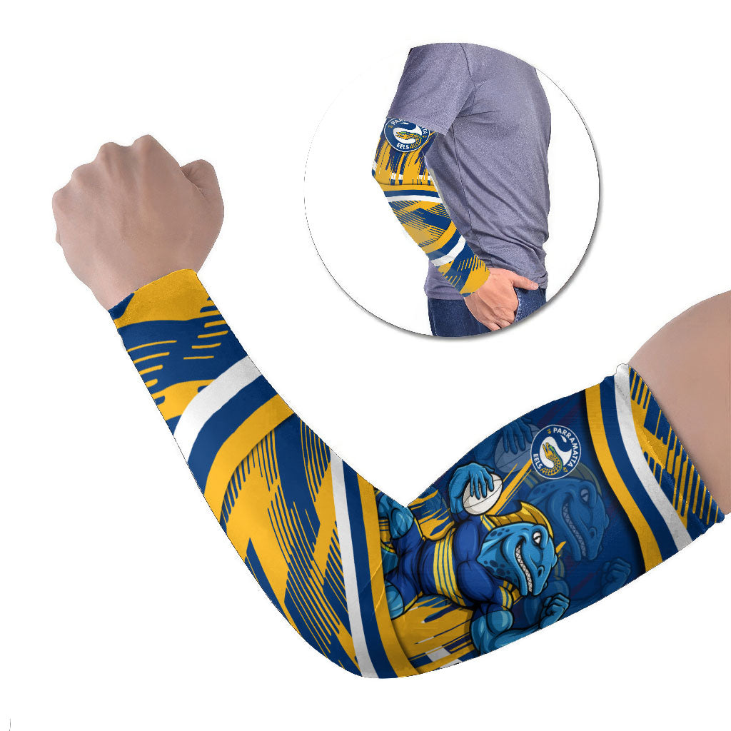 Eels Rugby Mascot Arm Sleeves Fierce Athlete Graphic in Sports Style