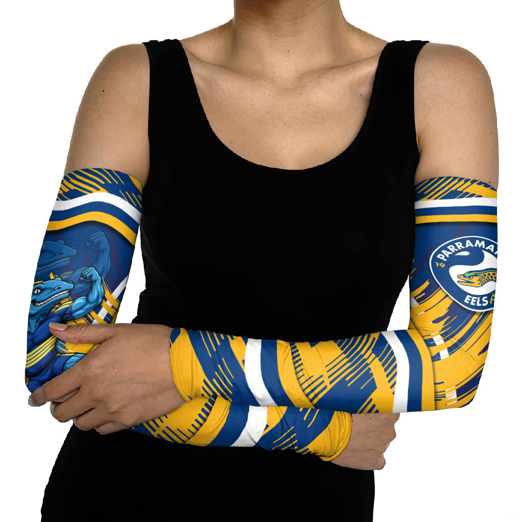 Eels Rugby Mascot Arm Sleeves Fierce Athlete Graphic in Sports Style