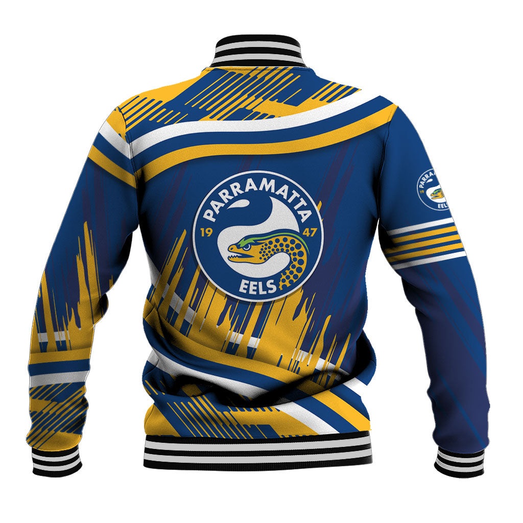Eels Rugby Mascot Baseball Jacket Fierce Athlete Graphic in Sports Style