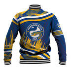 Eels Rugby Mascot Baseball Jacket Fierce Athlete Graphic in Sports Style