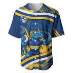 Eels Rugby Mascot Baseball Jersey Fierce Athlete Graphic in Sports Style