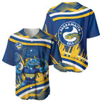 Eels Rugby Mascot Baseball Jersey Fierce Athlete Graphic in Sports Style