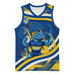 Eels Rugby Mascot Basketball Jersey Fierce Athlete Graphic in Sports Style