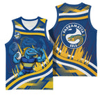 Eels Rugby Mascot Basketball Jersey Fierce Athlete Graphic in Sports Style