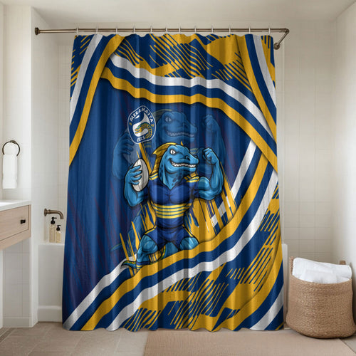 Eels Rugby Mascot Bathroom Set Fierce Athlete Graphic in Sports Style