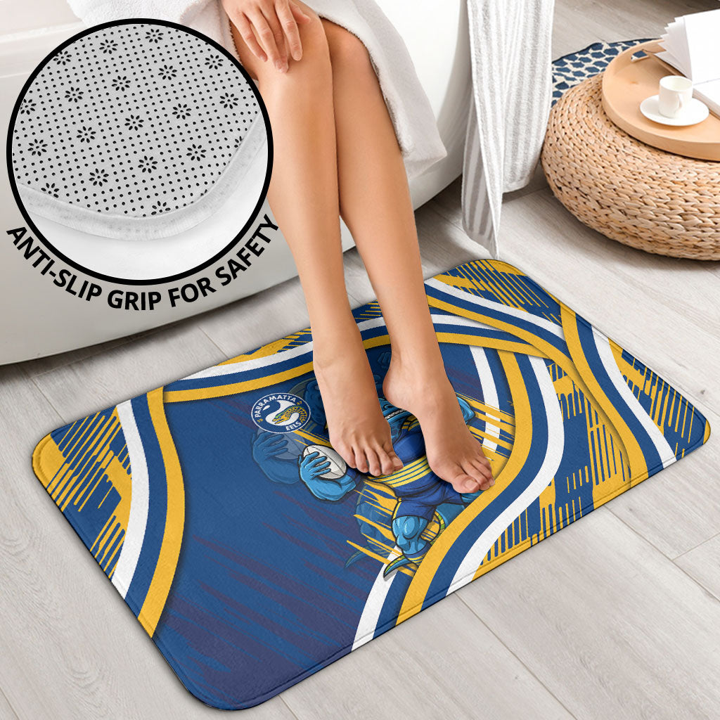 Eels Rugby Mascot Bathroom Set Fierce Athlete Graphic in Sports Style