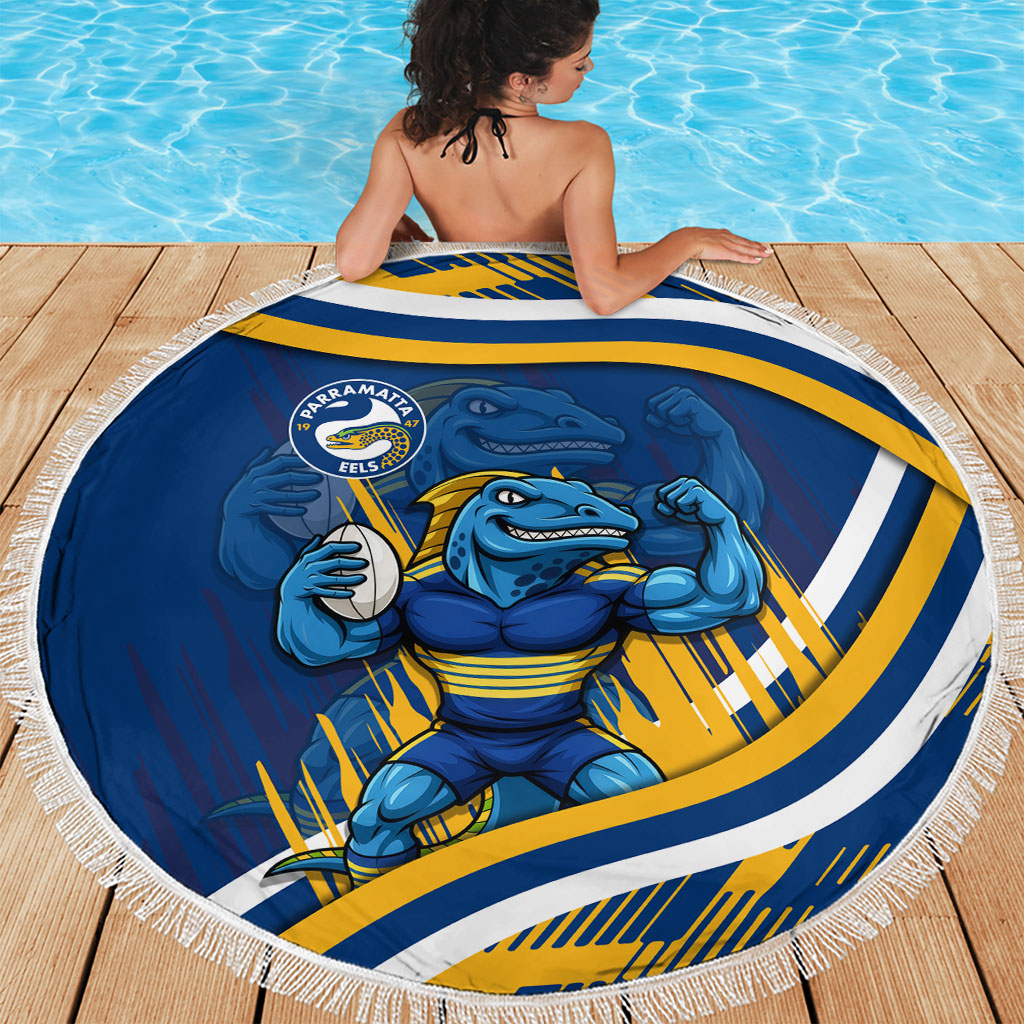 Eels Rugby Mascot Beach Blanket Fierce Athlete Graphic in Sports Style