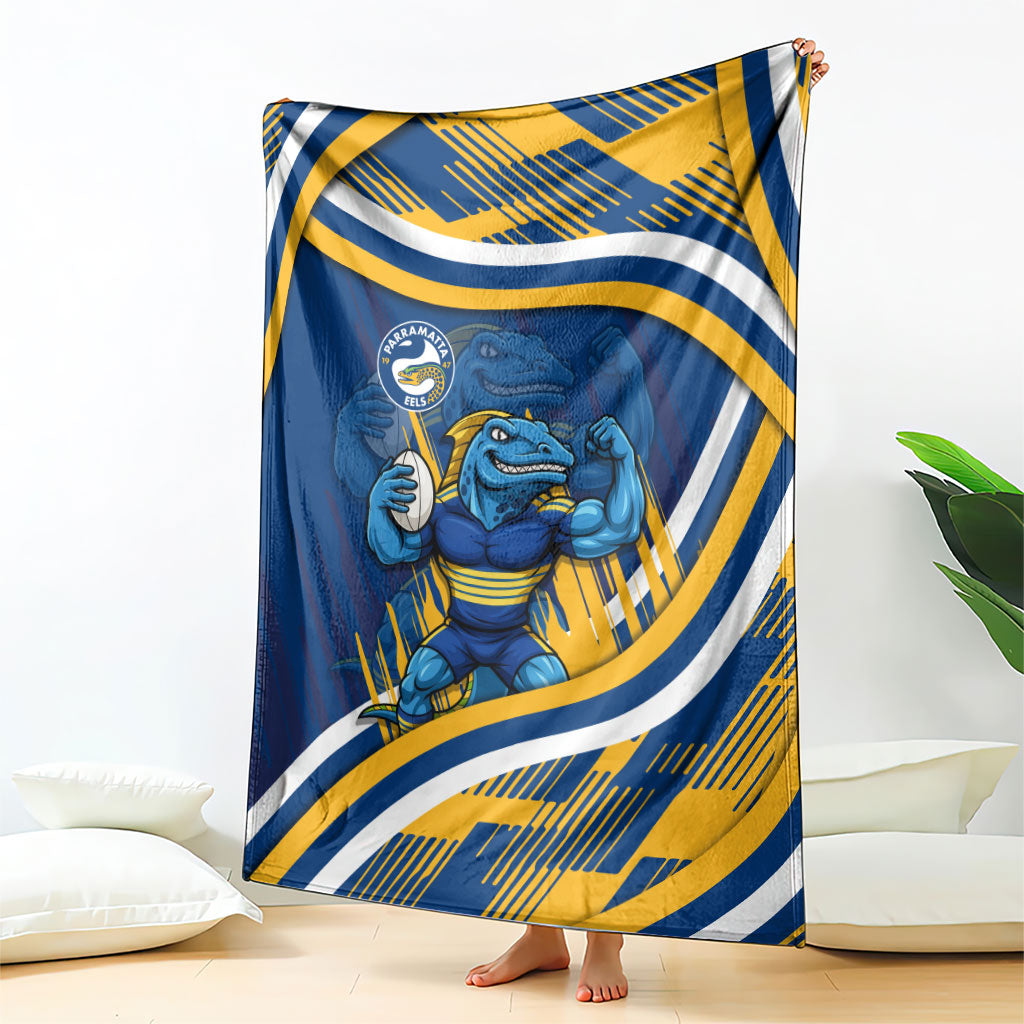 Eels Rugby Mascot Blanket Fierce Athlete Graphic in Sports Style
