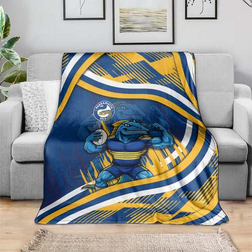 Eels Rugby Mascot Blanket Fierce Athlete Graphic in Sports Style