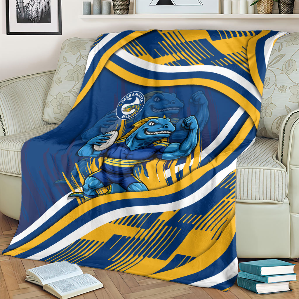Eels Rugby Mascot Blanket Fierce Athlete Graphic in Sports Style