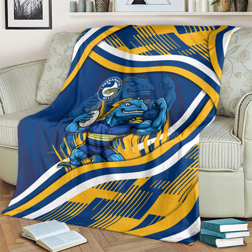 Eels Rugby Mascot Blanket Fierce Athlete Graphic in Sports Style