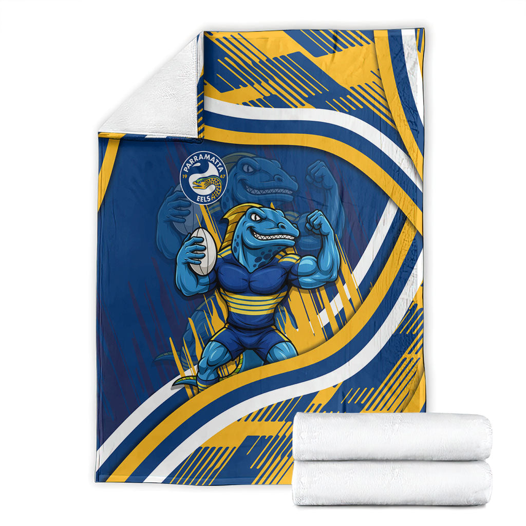 Eels Rugby Mascot Blanket Fierce Athlete Graphic in Sports Style