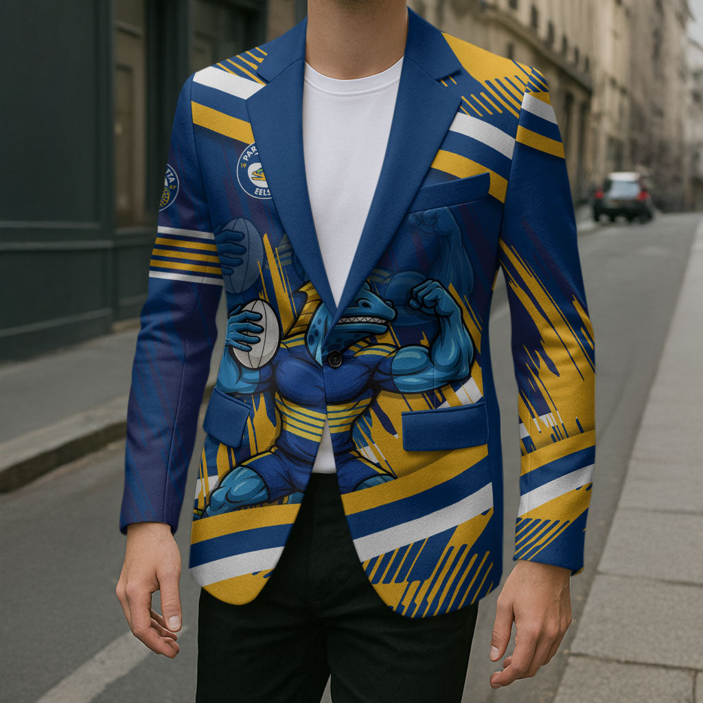 Eels Rugby Mascot Blazer Fierce Athlete Graphic in Sports Style