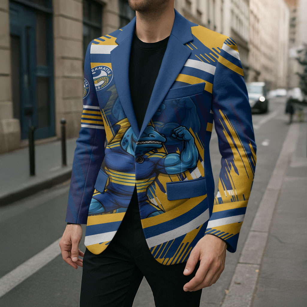 Eels Rugby Mascot Blazer Fierce Athlete Graphic in Sports Style
