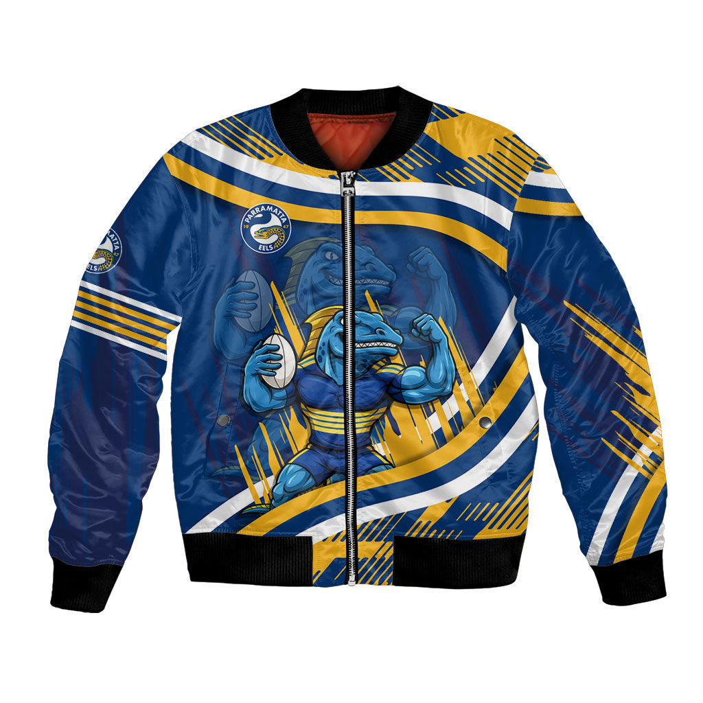 Eels Rugby Mascot Bomber Jacket Fierce Athlete Graphic in Sports Style