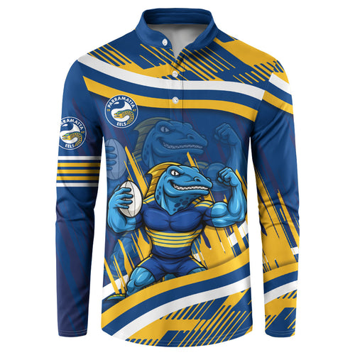Eels Rugby Mascot Button Sweatshirt Fierce Athlete Graphic in Sports Style